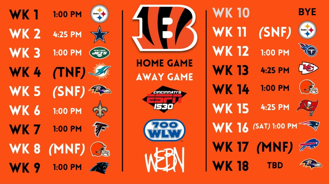 BENGALS 2022 SCHEDULE * - THE BENGALS FORUM - For Bengals Fans *Only* - GO- BENGALS.COM X WHO DEY X AFC CHAMPIONS!