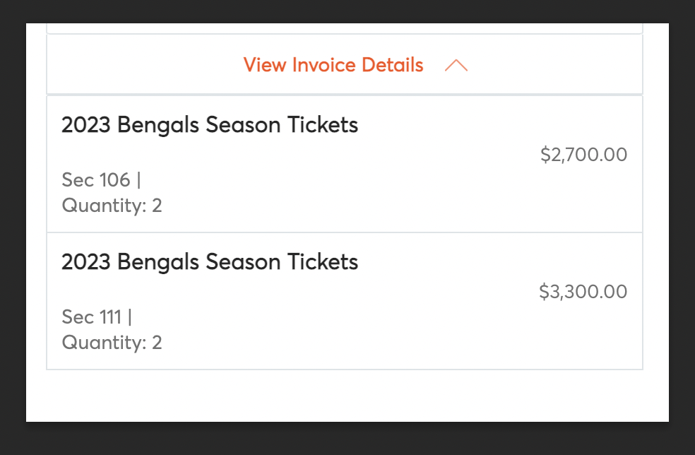 cost of bengals season tickets